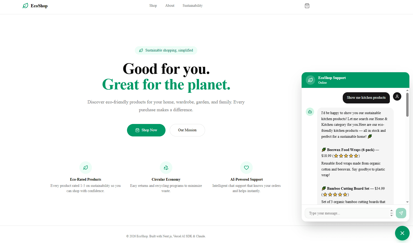 EcoShop — main screenshot